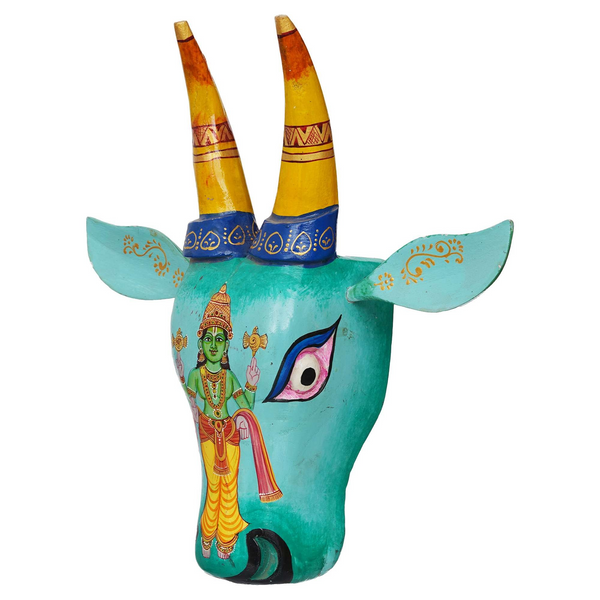 Handpainted Cow Head VISHNU JI | Bull Head | Wall Decor | Vintage Decor | Nandi | Home Dcor