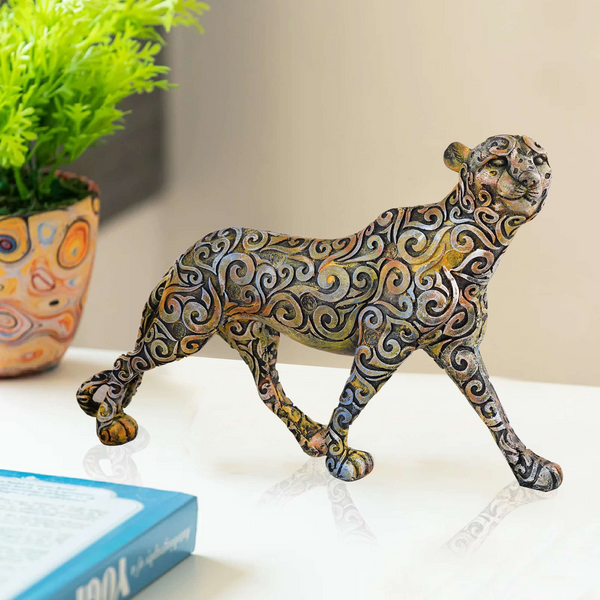 Panther Standing Position Animal Showpiece Antique Sculpture for Home Decor Showpiece Figurine -1