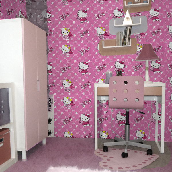 Hello Kitty Mad Libs Self Adhesive Pink DIY wallpaper for wall | Goods For House