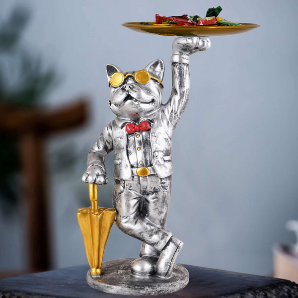 Cool Dog Showpiece with Plate for Home Dcor Item | Kitchen,Bedroom,Office,Dinning Table Decorative Item