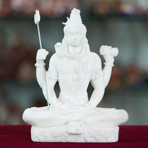 Marble Handmade Mahadev Shivaji Idol For Home Décor Handcrafted Showpiece For Table Décor( 8 INCHES HEIGHT)