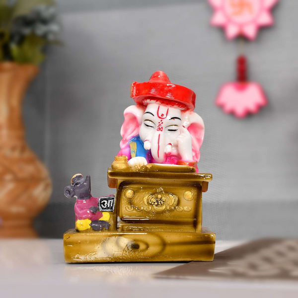 Thinking Lord Ganesha Statue with Mouse