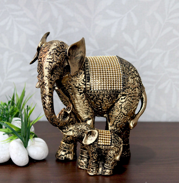 Elephant with Child Decorative Showpiece