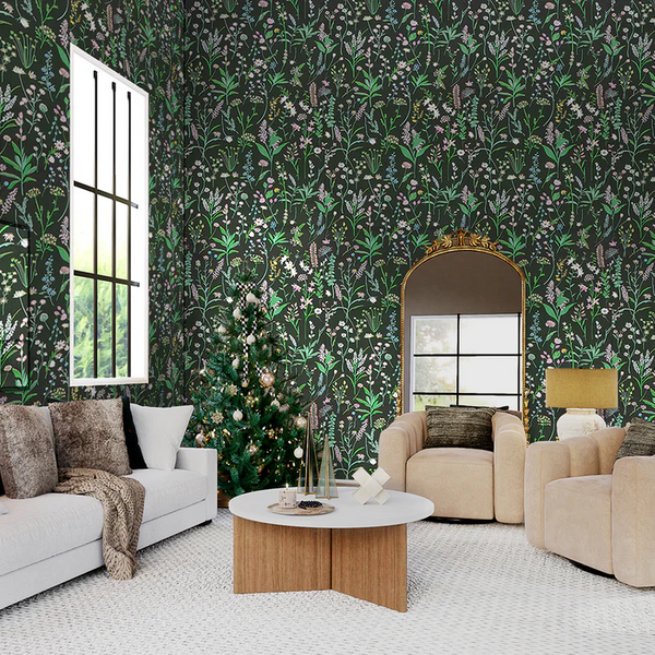 Dark Botanical leaves Self Adhesive Green DIY Wallpaper for Wall