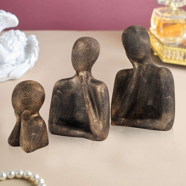 FAMILY Of Three Ornaments Abstract Home Souvenirs Statues Decoration for Home Character brown