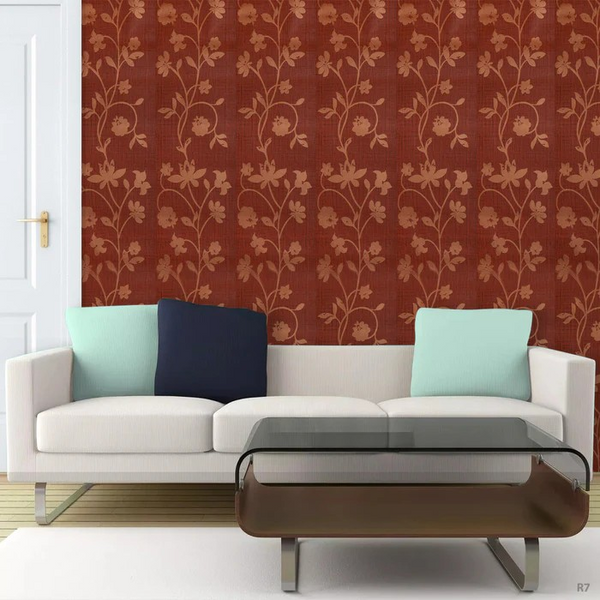 Fragrant Heritage Maroon DIY Wallpaper | Modern Bedroom & Kitchen Wall Decor | Under ₹200