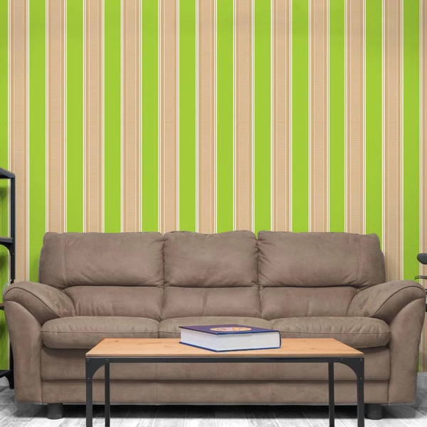 Modern Striped Green Vinyl Wallpaper  for Bedroom, Kitchen, and Wall Design