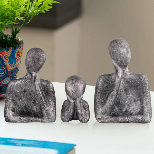 FAMILY Of Three Ornaments Abstract Home Souvenirs Statues Decoration for Home Character gray