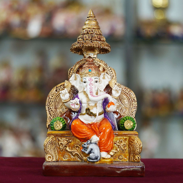 Marble Handmade Ganesh Ji Idol For Home Décor Decorations For Living Room Handcrafted Showpiece For Décor(10 INCHES HEIGHT)