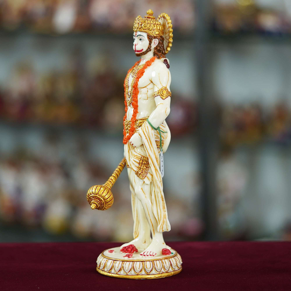 Marble Handmade Hanuman Ji Idol For Home Décor Decorations For Living Room Handcrafted Showpiece For Décor ( 10 INCHES HEIGHT )