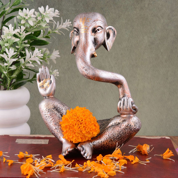 Ganesha Statue Idol Shriganesh Bhagwan Murti / Home, Office Decor / Car Dashboard / Side Table Brass Ganpati / Lord Vinayaka Statue / God of Luck & Success Sculpture / Gift Items