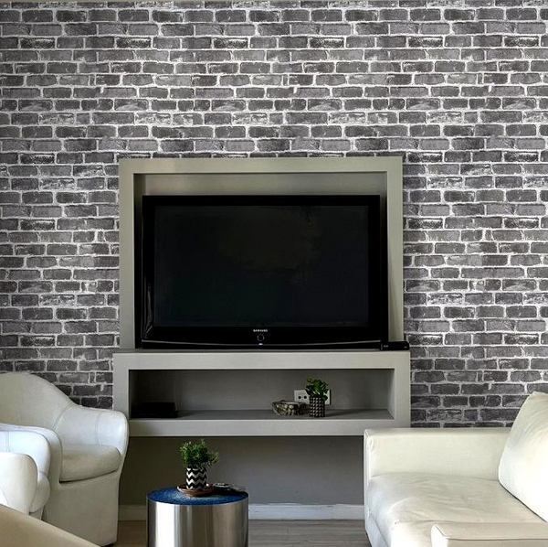 Smoky Bricks Grey Self-Adhesive Wallpaper – Easy DIY Wall Décor