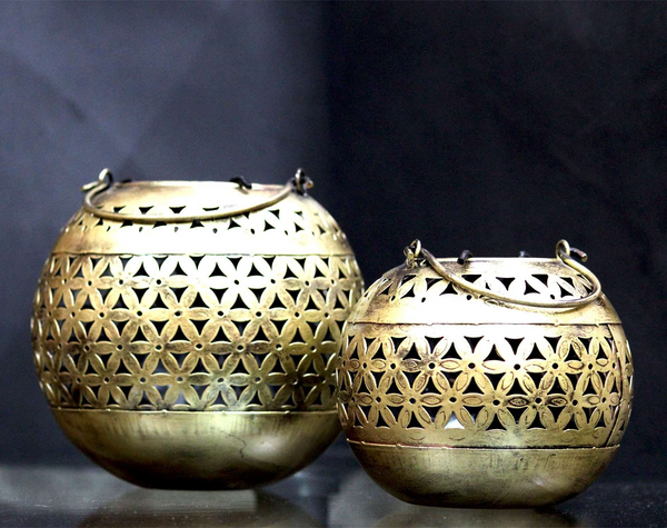 Decorative Brass Bowls with Floral Design