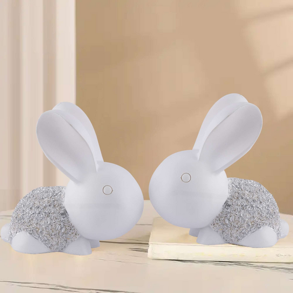 Rabbit Cute Pair Statue for Home Decor Showpiece | Kids Room Decorative Showpiece (White)