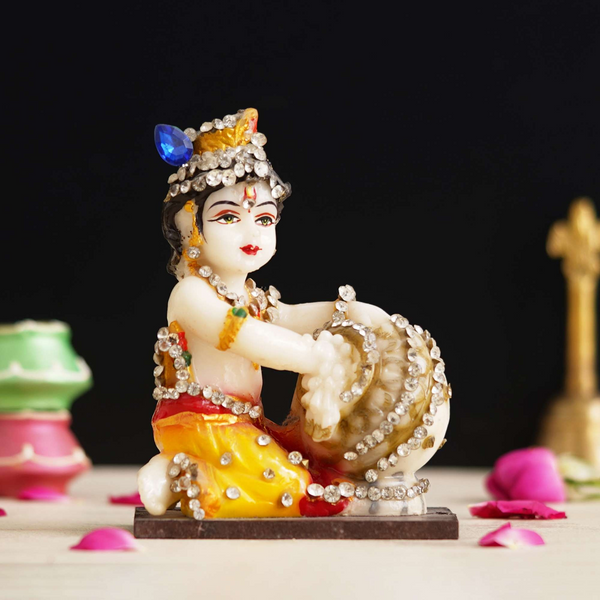 Lord Krishna Makhan Chor Idol - Gift Showpiece Statue - Goods For House