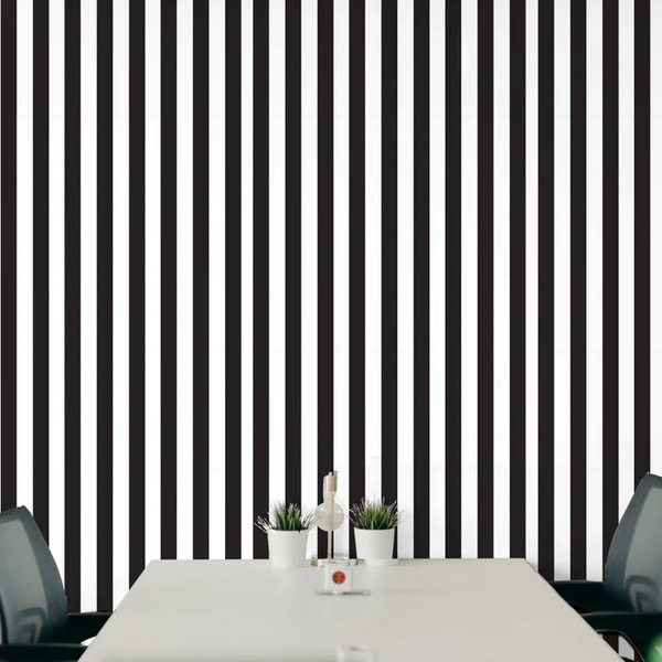 Achromatic Stripes Self-Adhesive Black and White Wallpaper – Stylish DIY Wall Décor