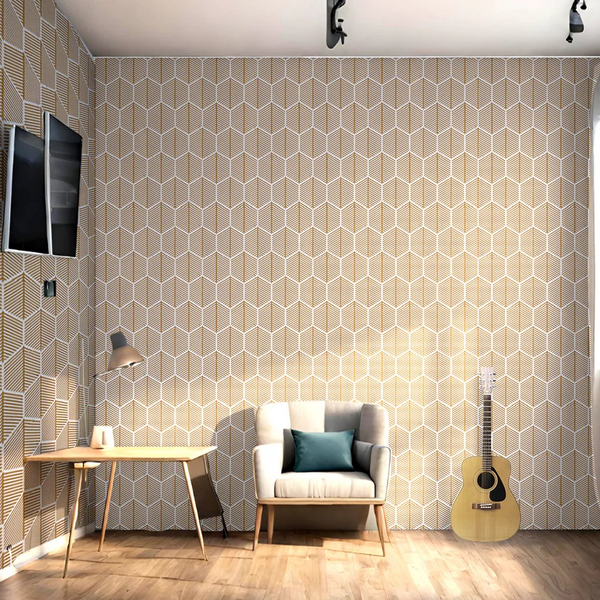 Hexagon Shape Self Adhesive Brown DIY Wallpaper for Wall