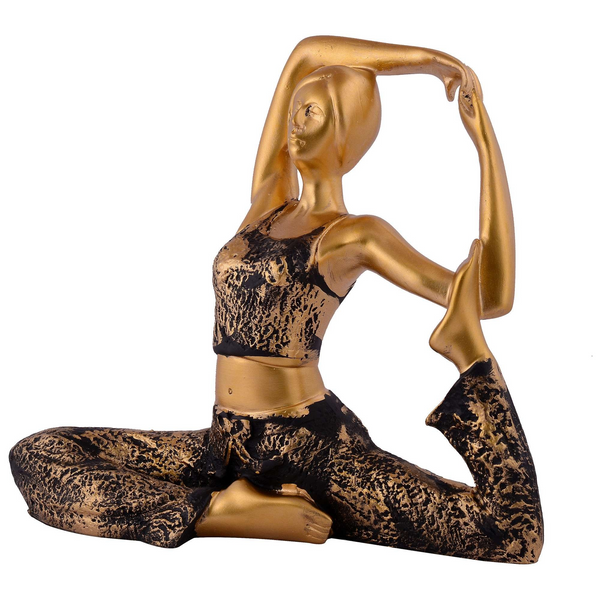 Suitable for home decor Yoga Posture Lady Statue Idol for Home Yoga Statue admirable piece of gift (golden)