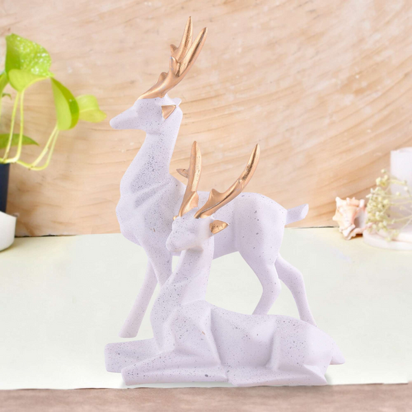 Resin Deer Head Showpiece Animal Figurine for Table Top Good Luck Vaastu Statue