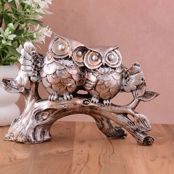 Owl Family Sitting on Tree Decorative Bird Showpieces Statue for Home Decor Living Room Bedroom Wall Shelf Table Top Garden Decoration Items -3