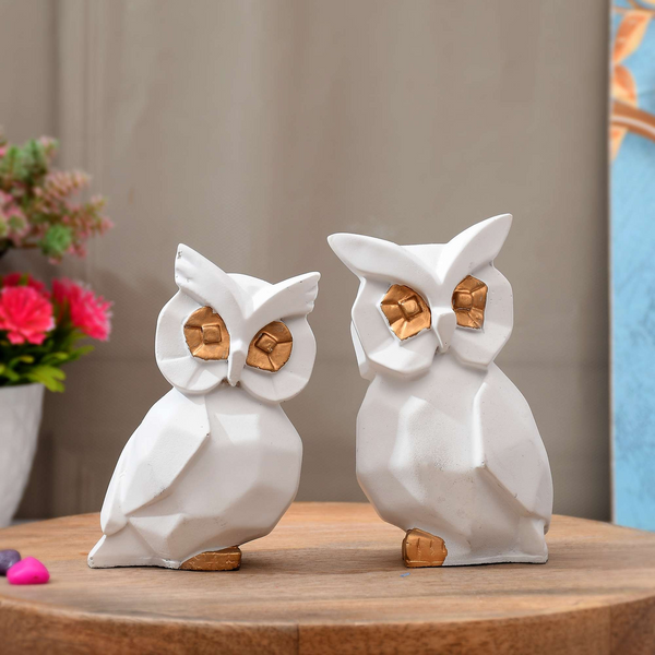 Set of 2 White Owl