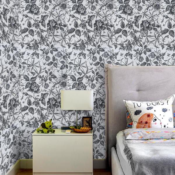 Monochromatic Vines Self Adhesive White DIY Wallpaper for Wall