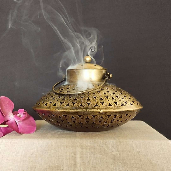 Brass Incense Burner with Smoke