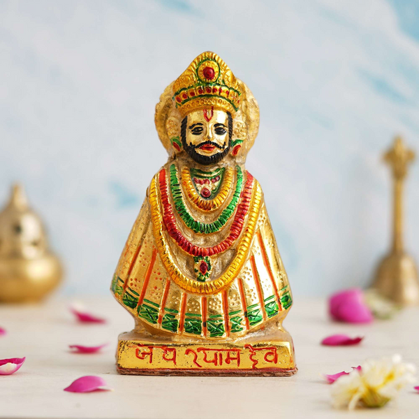 Shree Khatu Shyam Ji Murti Baba Khatu Maharaj Idol Statue Sculpture Pooja Idols – Home D?cor Brass Lord Best Item for Puja and Home, Temple & Office Multicolor