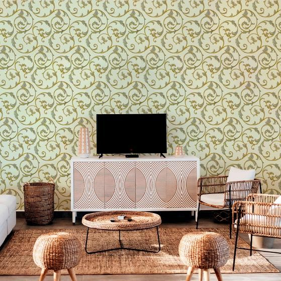 Flora Duo Yellow DIY Wallpaper Modern Bedroom and Kitchen