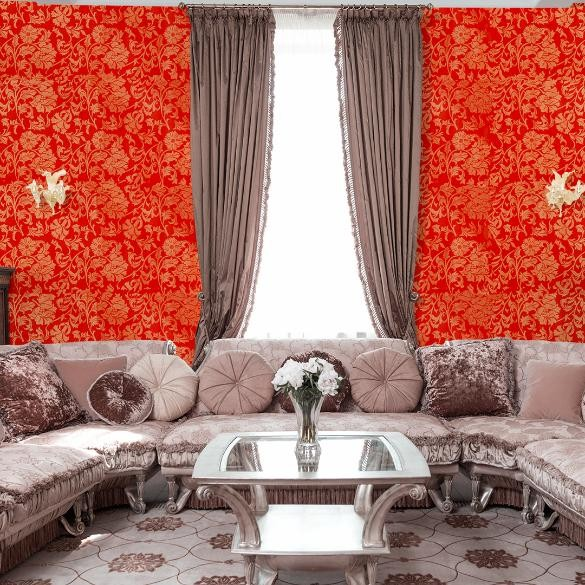 Imperial Grandeur Red DIY Wallpaper | Modern Bedroom & Kitchen Wall Decor