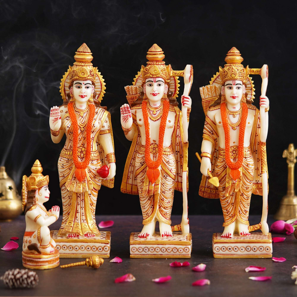 Ram darbar Idol Sita Statue Hanuman Laxman Idol Antique Finish Home D?cor Marble God Statue